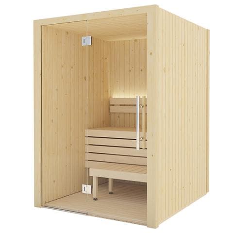 SaunaLife Model X2 XPERIENCE Series Indoor Sauna DIY Kit w/LED Light System 1-2-Person Spruce 60" x 60" x 80"-Sweat Serenity