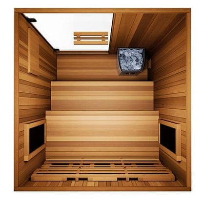 Finnmark FD-4 Trinity Infrared & Steam Sauna Combo 2-Person Home Sauna with Infrared & Traditional Heater 48"W x 48"D x 78"H-Sweat Serenity