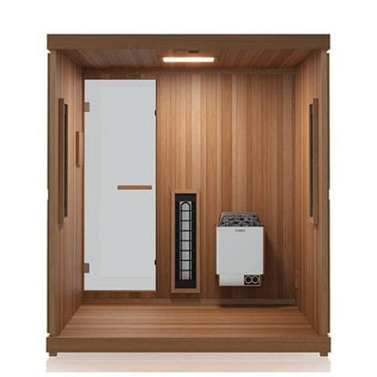 Finnmark FD-5 Trinity XL Infrared & Steam Sauna Combo - 75"W x 64"D x 83"H 4-Person Home Sauna with Infrared and Traditional Sauna Heater-Sweat Serenity
