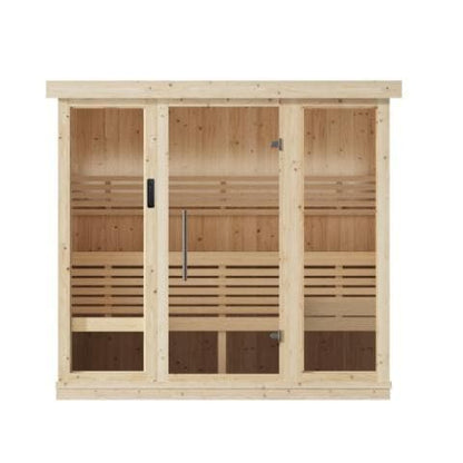 SaunaLife Model X7 Indoor Home Sauna XPERIENCE Series Indoor Sauna DIY Kit w/LED Light System Up to 6-Person Spruce 79" x 62" x 79"-Sweat Serenity
